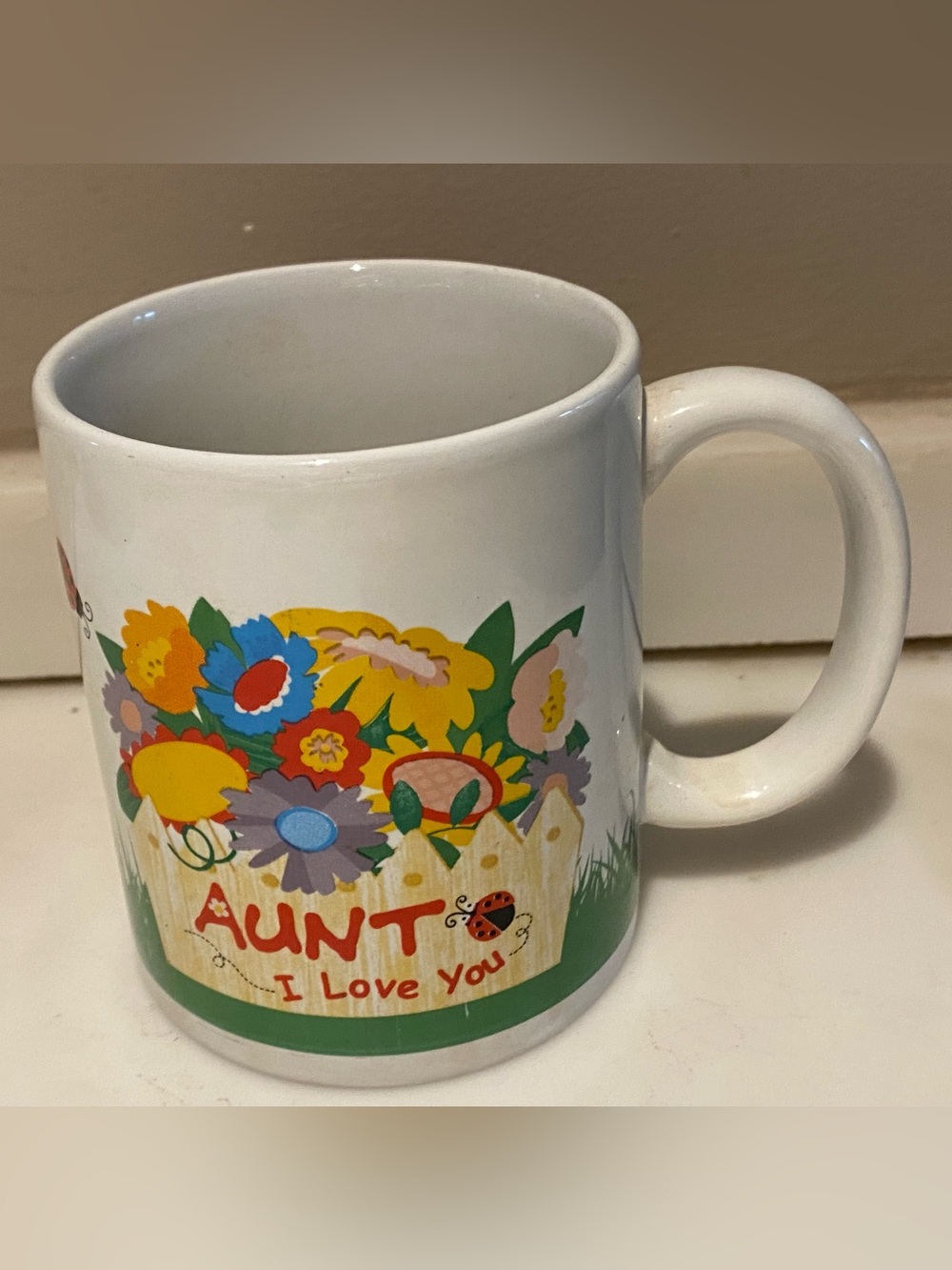 Aunt I Love You White Floral Ceramic Mug